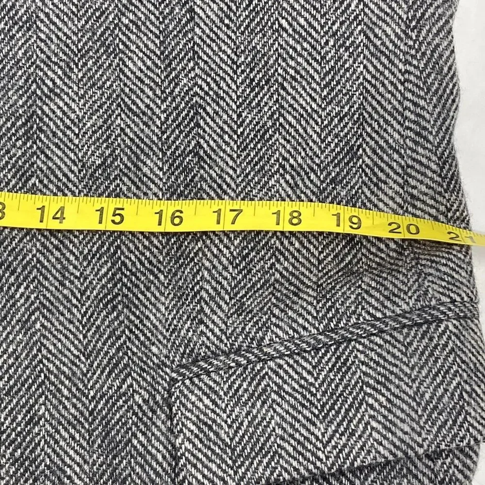 Barrington Vtg Tweed Wool Sport Coat Herringbone Gray Black 40 42 Men Preppy 70s